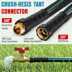 Heavy Duty Garden Hose 50 ft, NON-EXPANDABLE Water Hose with 10 Function Spray Nozzle, Lightweight Kink-less Hybrid Hose with Swivel Handle, Male to Female Fittings
