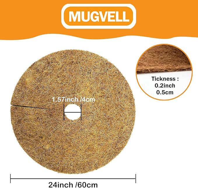 Coco Coir Mulch for Landscaping, 24 Inch Coconut Liners for Planters, 3 Pcs Coconut Fiber Tree Ring, Plant Covers from Animals,Dirt and Tree Protectors