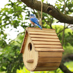 Bird House for Outside,Wood Birdhouses Outdoor, Wooden Bird House Bluebird Finch Cardinals Hanging Birdhouse for Garden Viewing