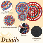 Nuanchu 6 Pcs Boho Plant Pot Coasters 3 Sizes 3.94" 5.9" 7.87", Rubber Absorbent Non-Slip Pot Plant Round Mat Gardening Indoor Outdoor Flower Protect Mat for Table Desk Floor, Colorful
