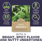 Organic Arugula Seeds - 2 Seed Packets! - Over 1,100 Open Pollinated Non-GMO USDA Organic Seeds