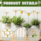 Hushee 6 Pcs Bee Garden Stakes Decor Copper Decorative Plant Stakes Bee on Stick Yard Suncatcher Decorations with Glass Acrylic Balls for Pot Lawn Patio Corridor Flower Bed Outdoor Plant