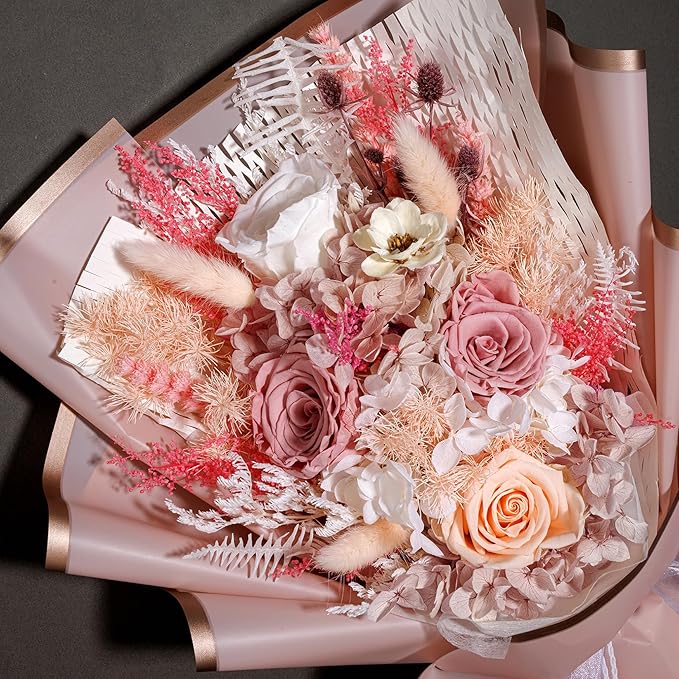 Bonsion Preserved Flowers Gifts for Women, Flower for Delivery, Dusty Rose Gifts fo Her, Preserved Roses Bouquets, Birthday Gifts for Grandma, Mothers Day Flowers for Wife