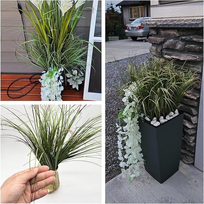 Artificial Plants Fake Wheat Grass Tall Shrubs, Faux Greenery Plastic Leaves Plant Indoor Green Decoration Home Garden Christmas Party Table Centerpieces Hotel Hall DIY Decor - Tail End Red 16 Bundles