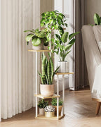Tall Plant Stand Indoor 5 Tiered Plant Shelf for Multiple Plants Coner Shelf Stand Wood Plant Stand Metal Shelving for Living Room Bedroom Balcony Patio White