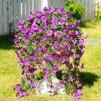 Artificial Flowers for Outdoors Faux Plants for Spring Summer Decoration,6 Bundles UV Resistant Realistic Silk Hanging Flowers Indoor Garden Porch Patio Balcony Yard Farmhouse（Purple）