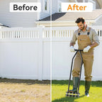 Knee-Friendly Manual Lawn Aerator Tool - 15 Heavy-Duty Steel Spikes,Spring-Loaded Auto-Clean Design, Pre-Assembled for Soil Loosening & Lawn Health, Garden/Yard Aeration Tool