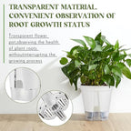 Wonderjune Self Watering Pots for Indoor Plants with Deep Reservoir and High Drainage Holes for Outdoor Plants and Flowers, Bare Root Planter(4.72'', 5.91'', 7.09'',White,9 Pcs)