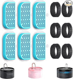 GIOTOHUN Cat Water Fountain Filter: 12 Cat Fountain Filter Replacement - 6 Pieces Filters + 6 Pieces Sponges for Pet Dispenser H1 (67oz/2L)