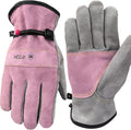 WZQH Leather Work Gloves for Men or Women. XX-Large Glove for Gardening, Tig/Mig Welding, Construction, Chainsaw, Farm, Ranch, etc. Cowhide, Cotton Lined, Utility, Firm Grip, Durable. Pink-Grey 2XL