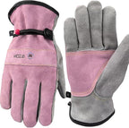 WZQH Leather Work Gloves for Men or Women. X-Large Glove for Gardening, Tig/Mig Welding, Construction, Chainsaw, Farm, Ranch, etc. Cowhide, Cotton Lined, Utility, Firm Grip, Durable. Pink-Grey XL