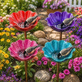 Handmade Metal Flower Garden Stake Metal, Decorative Bird Bath and Bee Watering Station with Flower Design for Outdoor Yard Garden Decor (4PCS-C)