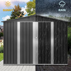 DWVO 7x5FT Outdoor Storage Shelter, Roomy Steel Tool Shed with Secure Entrances & Air Circulation for Patio, Lawn, and Backyard, Ideal for Storing Garden Gear, Lawn Tools, and Bikes, Dark Gray