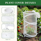 6-Pack Pop Up Plant Covers, Heavy Duty 18"x24" Mesh Plant Cover & Garden Cloche with Ground Stakes, Windproof Plant Protector Tent for Tomato & Strawberry (Protection from Birds & Animals)