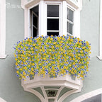 Artificial Hanging Flowers for Outdoors Spring Summer Decoration, 4PCS UV Resistant Silk Fake Hanging Plants for Patio Porch Front Yard Window Garden Indoor Decor(Blue&Yellow,4PCS)