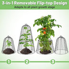 Cloche Plant Protectors from Animals - 17.3"Hx11.8"D Chicken Wire Plant Covers with Removable Flip-Top Design, Rustproof Metal Garden Cloches Keep Rabbits, Squirrels, Deers, Birds Out - 7 Pack