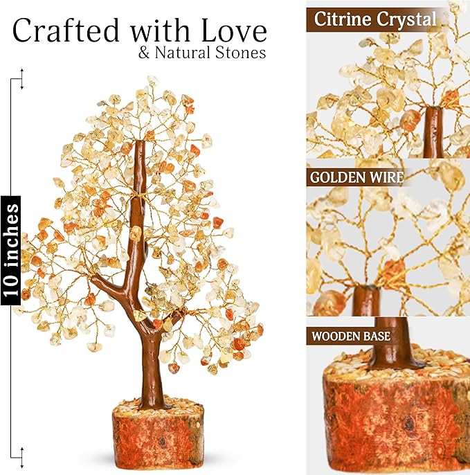 Citrine Healing Crystal - Gemstone Tree, Bonsai Trees, Feng Shui Tree, Crystal Gifts for Women, Arbol De La Abundancia, Crytals and Gemstones