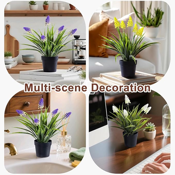 3 Pack Fake Small Plant in Pot Artificial Potted Flowers for Home Decor Fake Flower Plant Greenery Mini Faux Plant for Indoor Bedroom Living Room Office Shelf Bathroom Farmhouse Decor (Type 2)