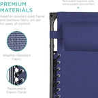 Best Choice Products Folding Zero Gravity Outdoor Recliner Patio Lounge Chair w/Adjustable Canopy Shade, Headrest, Side Accessory Tray, Textilene Mesh - Navy Blue