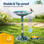 VIVOHOME Bird Bath for Outside, Polyresin Pedestal Bird Baths for Outdoor, Garden, 28 Inch Height Weather-Resistant Birdbaths with 20" Bowl, Green