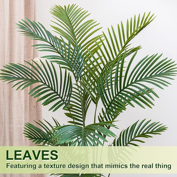 Palm Tree 5FT Artificial, 60in Tall Faux Palm Tree with 15.7 White Planter, Fake Potted Tree for Indoor & Outdoor Home Office Decor
