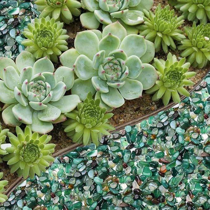 Halatool 8LB Green Agate Stones 0.35"- 0.6" Aquarium Gravel for Fish Tank Natural Landscaping Pebbles Decorative Polished Stones for Plants Home Decor DIY Handmade & Vase Filler