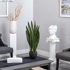 Nearly Natural 35in Artificial Snake Plant, Sansevieria Faux Greenery with Black Planter for Indoor Home Office Decor, Low Maintenance