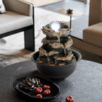 WICHEMI Tabletop Fountain Warer Fountains Indoor Waterfall Fountain Indoor Relaxing Water Feature Meditation Fountains with LED Light for Home Office Bedroom Decor (Style 5)
