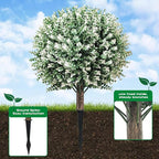 Artificial Boxwood Topiary Ball Trees – 2 Pack 24.5", Faux Plants, Shrubs & Bushes Outdoor with Spike, UV-Resistant Fake Greenery for Planters Porch Garden Home Office – White