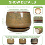 G EPGardening 6 Inch Plant Pot - Ceramic Succulent Pots with Drainage and Ceramic Tray, Round Planter for Indoor Outdoor Plants, Decorative Flower Pots, Home Decor, Gift for Women Men, Speckled Brown