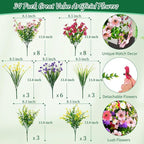 BLEUM CADE 34 Bundles Artificial Flowers for Outdoors, UV Resistant Fake Outdoor Flowers, Realistic Faux Outdoor Flowers for Decoration, Outside Fake Plants for Porch Garden Decor