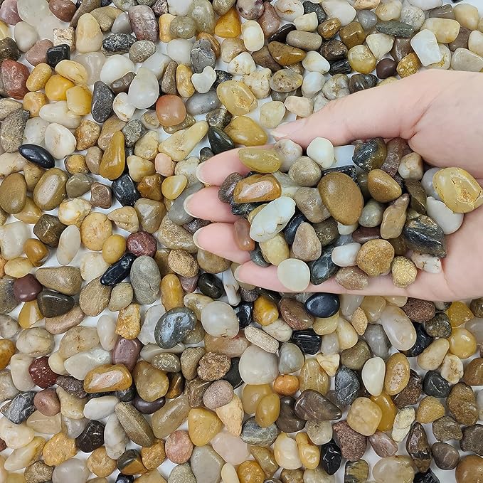 FANTIAN 5 lbs Polished Pebbles, 3/8 Inch Pea Gravel for Plants, Decorative Stones River Rocks for Succulent Soil Cover, Cactus, Aquarium, Vase and Outdoor Garden Landscaping