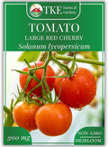 TKE Farms & Gardens - Large Red Cherry Tomato Seeds, 100+ Non-GMO Heirloom Tomato Seeds for Planting, Grow Sweet, Juicy Tomatoes at Home, Detailed Instructions Included, Solanum lycopersicum, Qty 1