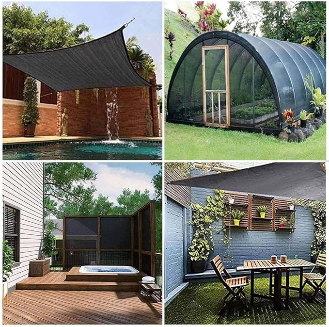 Sun Shade for Garden Shade Sail Net with Grommets Mesh Tarpaulin, Reinforced Shade Netting Mesh Sunscreen for Shade Mesh Tarp, Pergola, Privacy Netting,black-5x6m