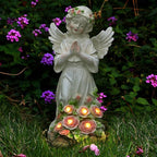 Panven Garden Decor Angel Statue, Outdoor Patio Garden Sculptures & Statues, Solar Yard Decorations Lawn Ornaments Figurines for Outside