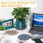 Nuanchu 6 Pcs 7.87" Boho Plant Pot Mat Large Rubber Absorbent House Non Slip Pot Indoor Plant Coasters Round Pad Gardening Outdoor Flower Protect Mat for Table Desk Floor