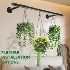 Hanging Planters Rod – Plant Hanger Indoor for Window Ceiling, Hanging Plant Shelf for Wall Planter House Plants, Plant Shelves Metal Holder Bar 31.5In Black (Pots, plants, chains not included)