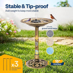 VIVOHOME Bird Bath with Solar Fountain for Outside, Polyresin Pedestal Bird Baths with Solar Powered Pump for Outdoor, Garden, Weather-Resistant Birdbaths with 20" Bowl, Golden