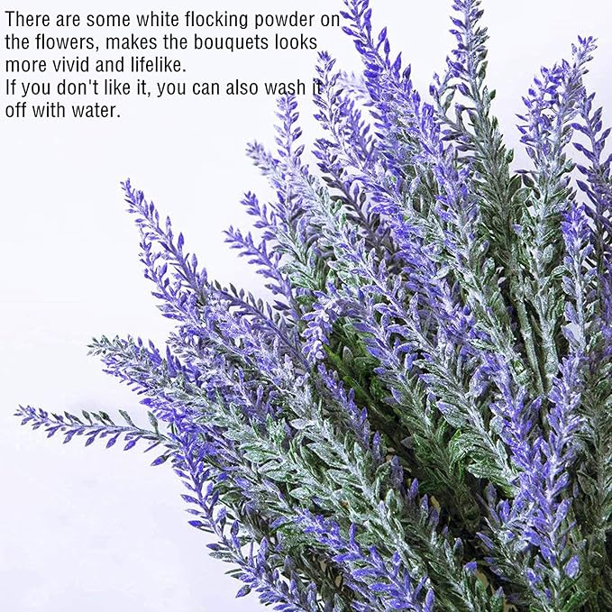 PASYOU 6 Pcs Artificial Lavender Flowers, Plastic Plants Fake Simulation Flower Wedding Indoor Outdoor Bridal Bouquet Home Garden Balcony Patio Planter Filler DIY Arrangement Decoration - Purple