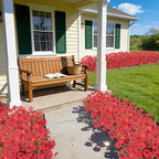 Roberly 24 Bundles Artificial Flowers for Outdoors UV Resistant Silk Fake Flowers Faux Plastic Plants for Porch Garden Window Box Indoor Outdoor Spring Summer Home Farmhouse Decor, Red
