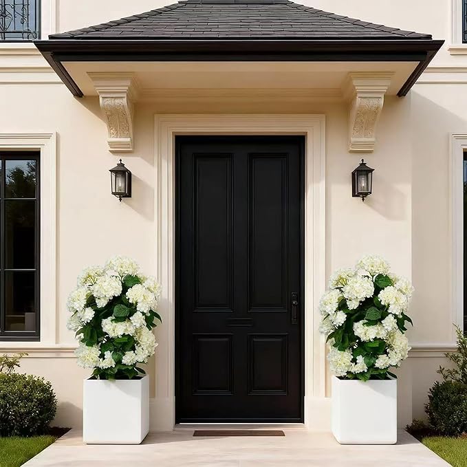 Faux Hydrangea Tree 30" Tall (2 Pack), Artificial Hydrangea Plant in Pot with White Flowers, Realistic Hydrangea Tree for Indoor Outdoor Porch, Patio, Home Decor