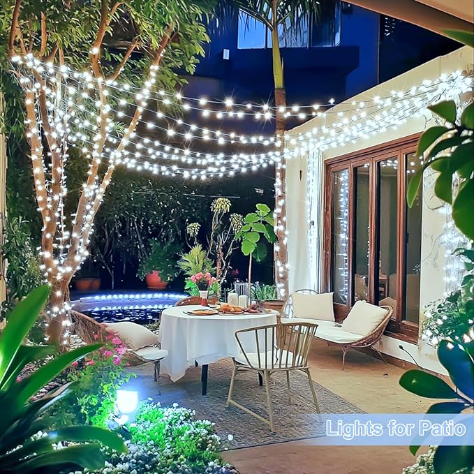 JMEXSUSS 1000 LED White Christmas String Lights Outdoor with Remote, 272 Ft Outdoor String Lights for Outside Patio Garden Bedroom Party Holiday Wedding Decor