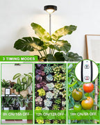 Plant Grow Light,yadoker LED Growing Light Full Spectrum for Indoor Plants,Black Magnifying Glass Plant Lights,Height Adjustable, Automatic Timer, 5V Low Safe Voltage,Idea for Large