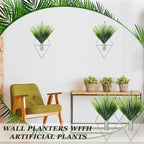Canlierr 2 Pieces Wall Decor Hanging Planters with Artificial Plants Metal Hanging Vase Indoor Plants Holder Modern Boho Wall Art for Bathroom Bedroom Living Room Decor(Silver,Aquatic Plant)