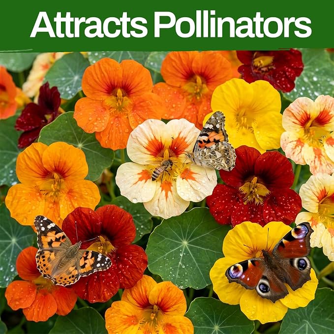LUOJIBIE Nasturtium Seeds, 550+ Mixed Colors Large Blooms Seeds Bulk Pack, Nasturtium Seeds for Planting 2026, High Germination Non-GMO, Wildflower Seeds for Planting Indoor Outdoor, Open Pollinated