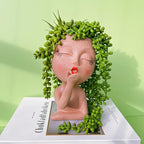 Brown Resin Handcrafted Cute Flower Pot, Suitable for Indoor and Outdoor Use, with Drain Hole and Anti-Friction Pads
