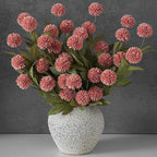 VIERENA 12 Pcs Faux Silk Pompon Mum Artificial Flowers for Vase -27", Bulk Fake Chrysanth Branches with Stems for DIY Bouquet Centerpieces Wedding Fillers Arrangements Shower Decorations (Dusty Pink)