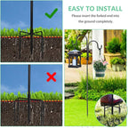 2 PCS Adjustable Double Shepherds Hook for Outdoor 47 inch Garden Shepherds Hook Garden Hanging Holder for Solar Lights Lanterns Bird Cages Weddings Plant Baskets
