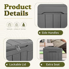 Devoko 31 Gallon Waterproof Outdoor Storage Box Resin Deck Box Lockable and UV Resistant for Patio Furniture,Garden Tools (Grey)