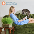 The Cat Ladies Cat Grass Kit Complete with Rustic Wood Planter, Organic Seed and Soil. Easy to Grow - Great for Indoor or Outdoor Cat, Dogs and Other Pets. Prevent Hairballs and Aid Digestion